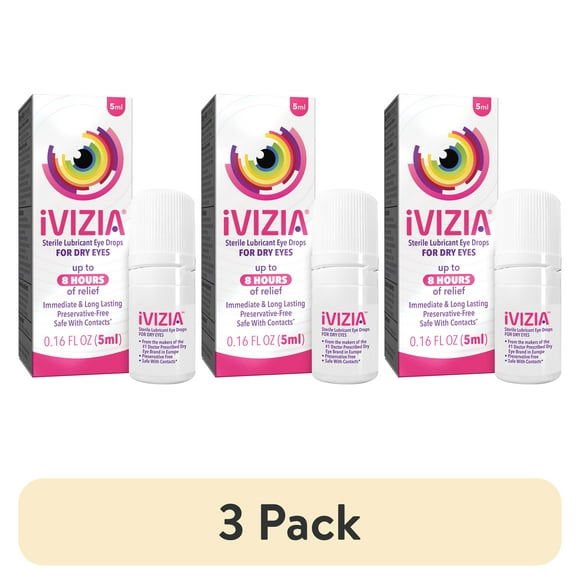 4PK iVIZIA Sterile Lubricant Eye Drops for Dry Itch Red Eyes 0.16 4PK iVIZIA Sterile Lubricant Eye Drops for Dry Itch Red Eyes 0.16