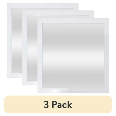 (3 pack) Mainstays 16x16 White Framed Small Decorative Wall Mirror for Bathroom or Living Room