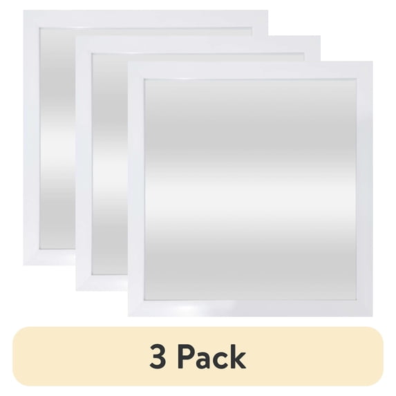 (3 pack) Mainstays 16x16 White Framed Small Decorative Wall Mirror for Bathroom or Living Room