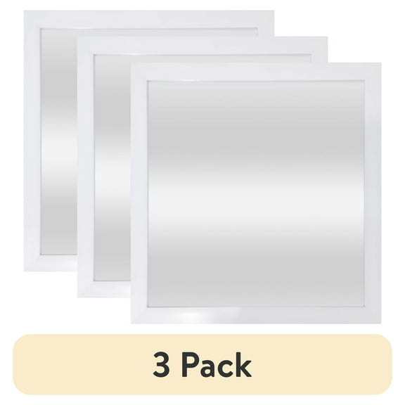 (3 pack) Mainstays 16x16 White Framed Small Decorative Wall Mirror for Bathroom or Living Room