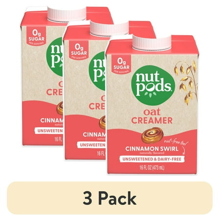 (3 pack) nutpods Oat Cinnamon Swirl Unsweetened Dairy Free Shelf Stable Creamer, 16 oz