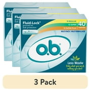 3 pack o.b. Tampons No Applicator, Unscented - 40ct 18ct Regular/12ct Super/10ct Super Plus
