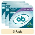 thumbnail image 1 of (3 pack) o.b. Tampons Ultra Absorbency, Applicator Free Tampons, Fragrance-Free, 40 Ct, 1 of 15