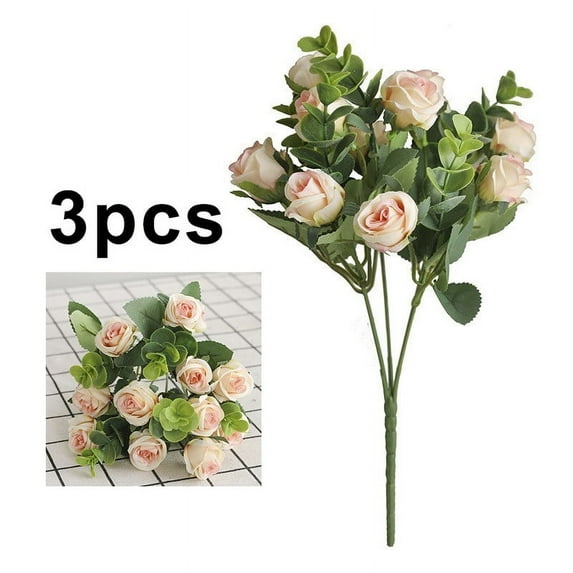 3-pack of 11 artificial roses Eucalyptus rose garden wedding home decoration