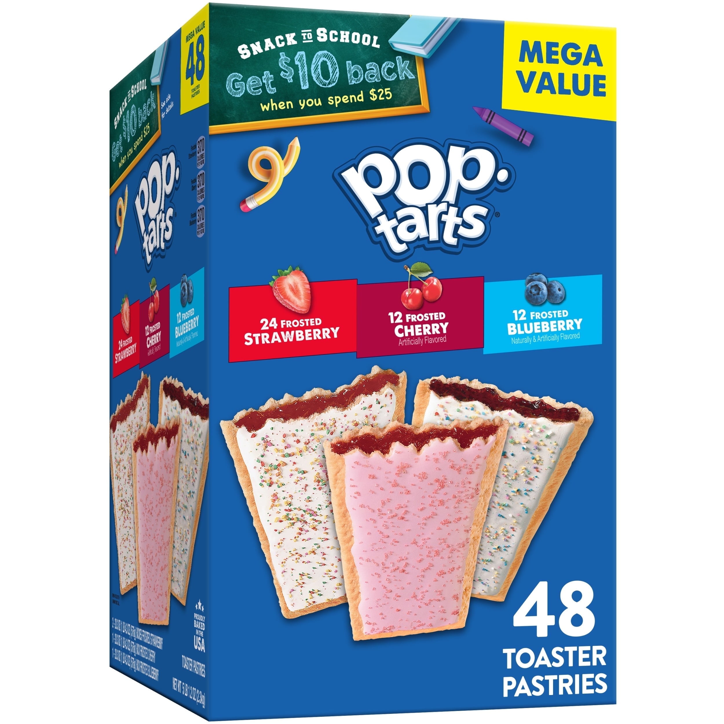 3 pack of Pop-Tarts Variety Pack Toaster Pastries, Breakfast Foods, Shelf-Stable, 81.2 oz (48 Count)