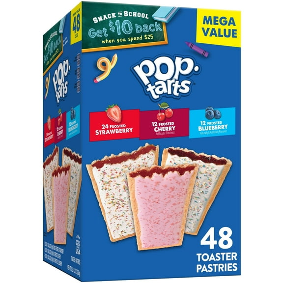 3 pack of Pop-Tarts Variety Pack Toaster Pastries, Breakfast Foods, Shelf-Stable, 81.2 oz (48 Count)