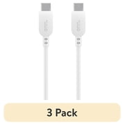 3 pack onn USB-C to USB-C Charging Cable 6ft Fast Charging USB-IF Certified White