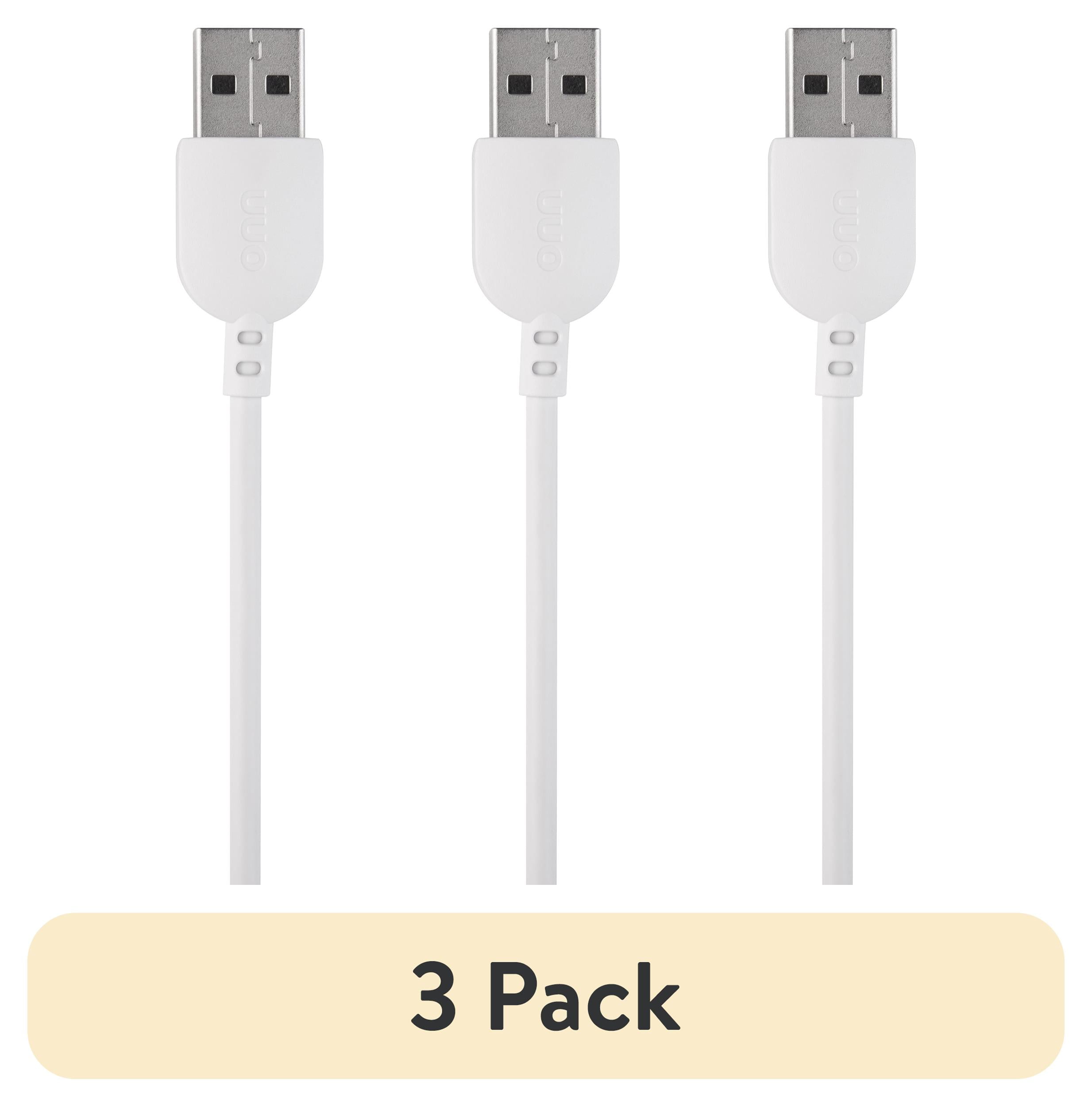(3 pack) onn USB-C to USB-A Charging Cable, 6 ft, USB-IF Certified, for iPhone 15/16/17 and Galaxy Devices, White