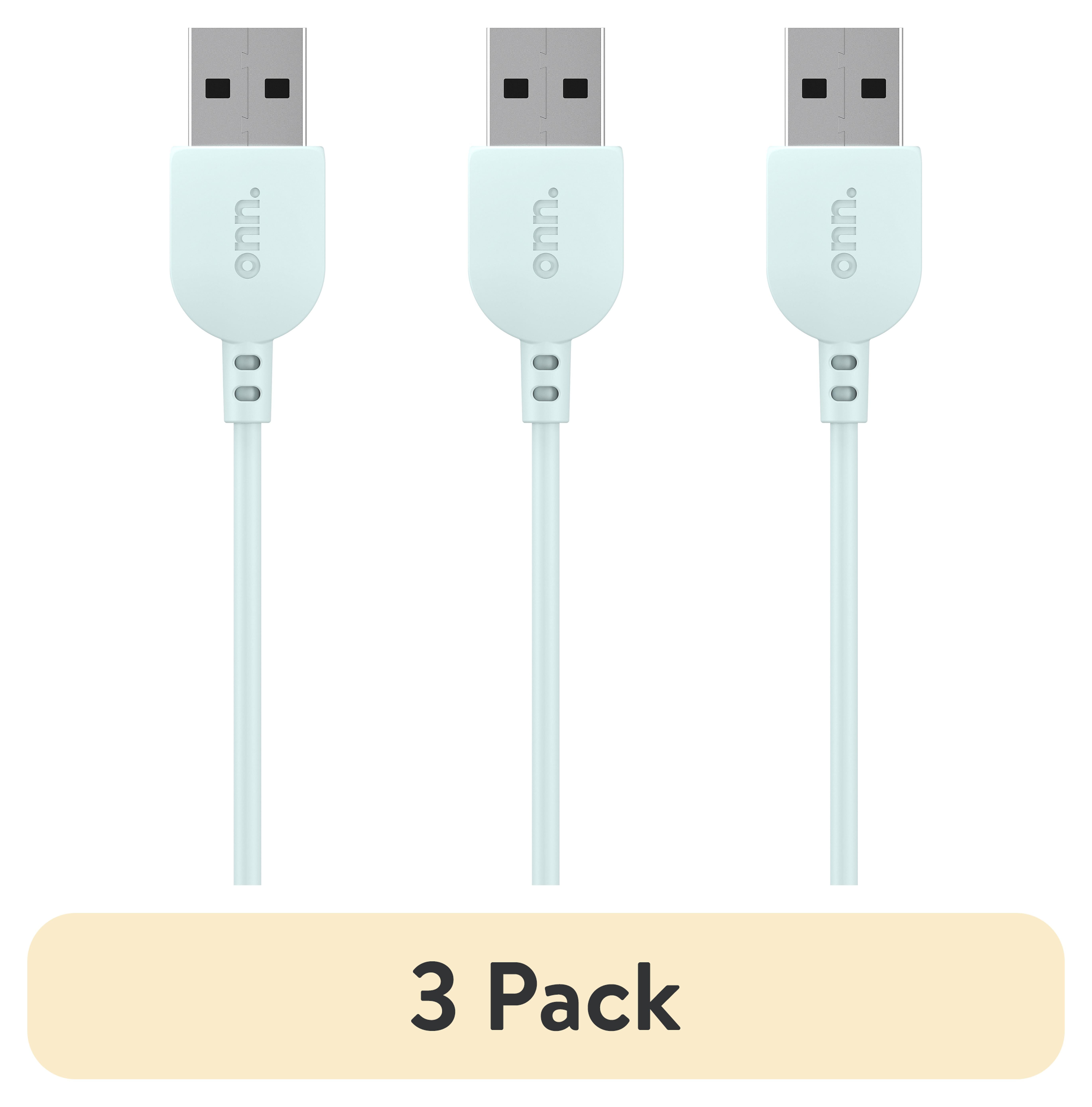 (3 pack) onn LTG Cable 3' Lightning Connector to USB Cable Aqua Mfi Certified - Compatible with iPhone 14/13/12/11/x/xr/xs/8/7/6/5, iPad, Airpods & More, 1 Pack