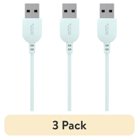 (3 pack) onn LTG Cable 3' Lightning Connector to USB Cable Aqua Mfi Certified - Compatible with iPhone 14/13/12/11/x/xr/xs/8/7/6/5, iPad, Airpods & More, 1 Pack