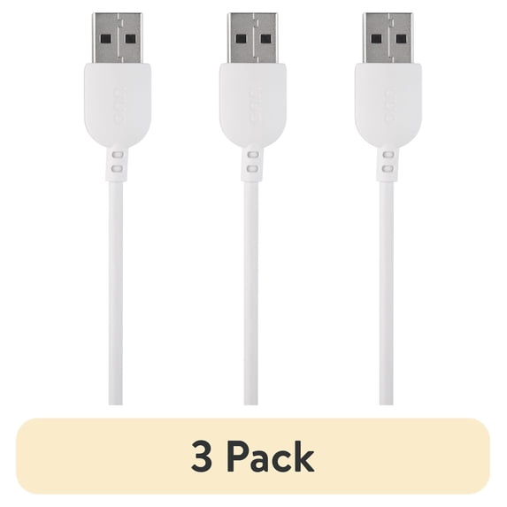 (3 pack) onn USB-C to USB-A Charging Cable, 6 ft, USB-IF Certified, for iPhone 15/16/17 and Galaxy Devices, White