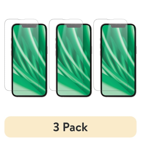 (3 pack) onn Corning Glass Screen Protector for iPhone® 16e / 14 / 13 / 13 Pro, Made with Durable Glass by Corning™ for Ultimate Protection, with Easy Application Tray