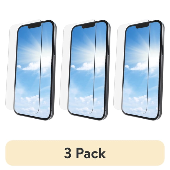 (3 pack) onn Corning Glass Screen Protector for iPhone® 17e / 16e / 14 / 13 / 13 Pro, Made with Durable Glass by Corning™ for Ultimate Protection, with Easy Application Tray