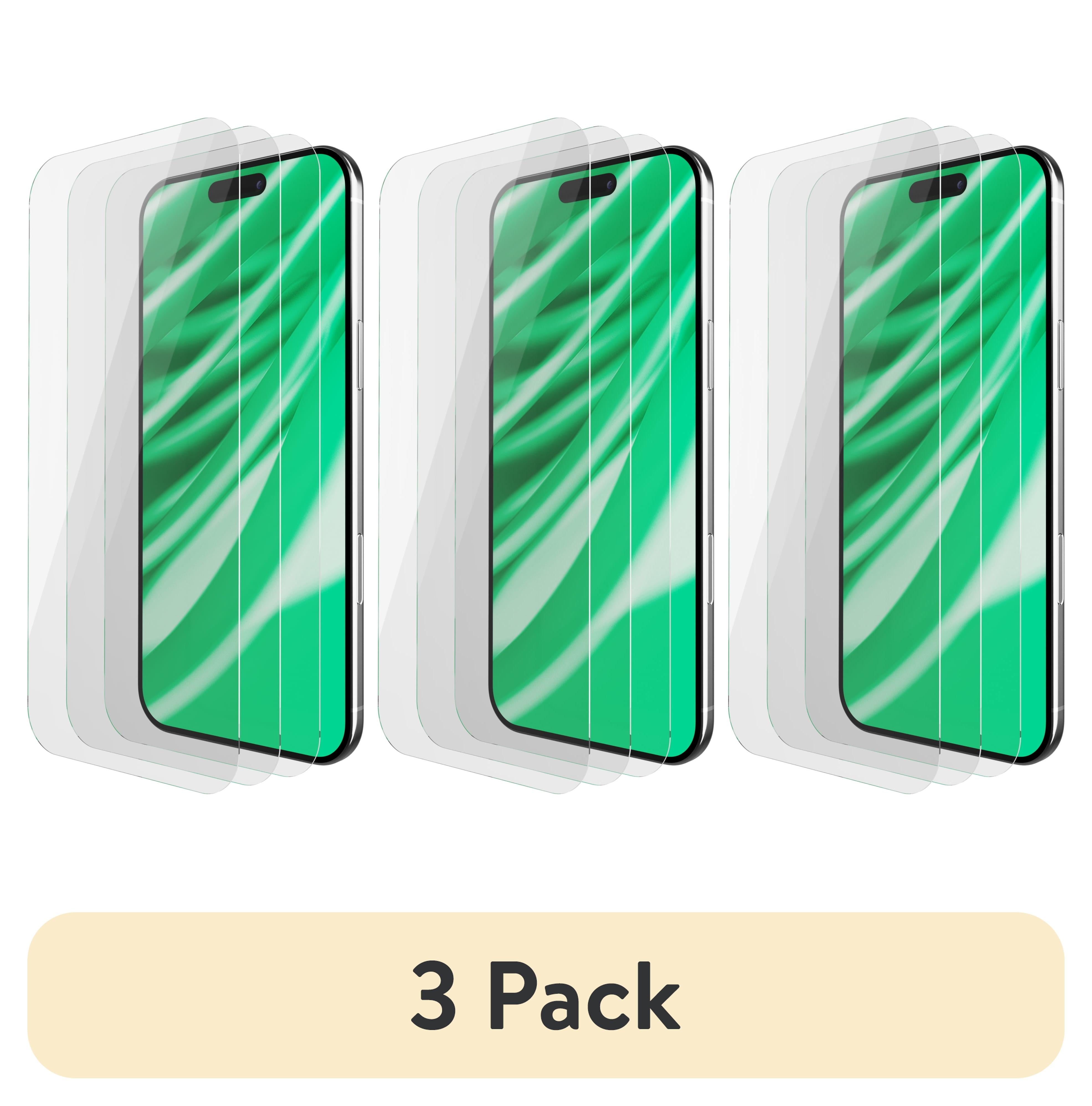 (3 pack) onn iPhone Air 3-Pack Glass Screen Protector with Camera Glass and Easy Installation Frame