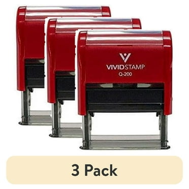 (3 pack) paid cash check credit self inking rubber stamp (red ink) - medium
