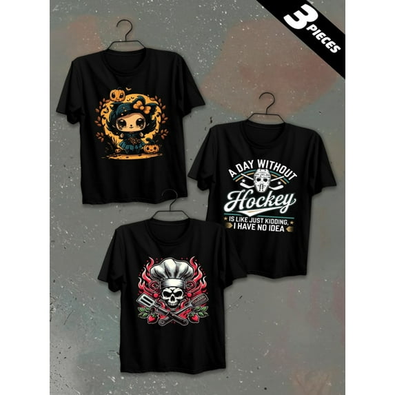 3 pack pc pieces set piece halloween comfort colors tshirtgraphic t shirts men 180G 100% Cotton black halloween large nurse sport vintage nurse christian black white day of the dead summer selection