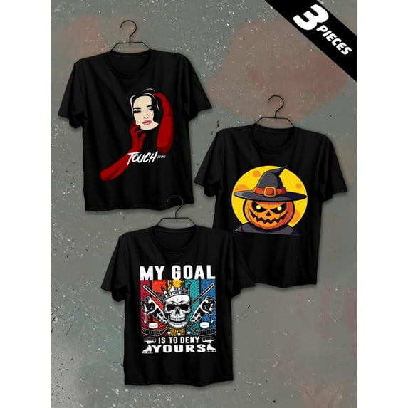 3 pack pc pieces set piece halloween comfort colors tshirtt-shirts mens 180G 100% Cotton black halloween sport not so scary nurse cats vintage nurse summer selection 3d dancing skeleton vintage chri
