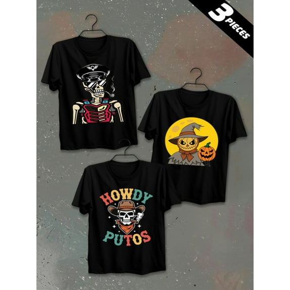 3 pack pc pieces set piece halloween cotton tshirtscomfort colors tshirt men 180G 100% Cotton black halloween dancing skeleton sport nurse summer selection 3d halloween not so scary nurse cats vinta