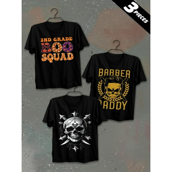 3 pack pc pieces set piece halloween funny t shirtsgraphic t shirts mens 180G 100% Cotton black halloween summer selection 3d sport christian black white large dancing skeleton summer selection 3d h