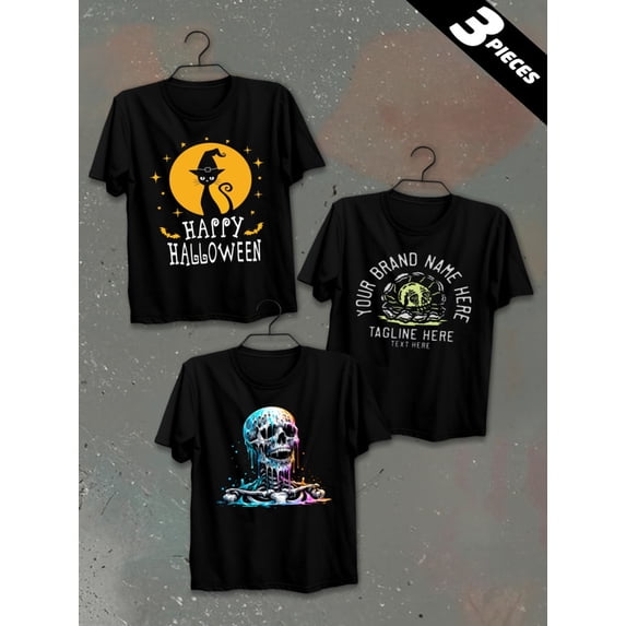 3 pack pc pieces set piece halloween graphic t shirtscomfort colors tshirt for men 180G 100% Cotton black halloween vintage large vintage halloween nurse summer selection 3d dancing skeleton not so