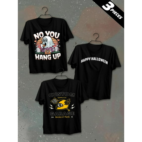 3 pack pc pieces set piece halloween plaincomfort colors tshirt men 180G 100% Cotton black halloween christian black white not so scary nurse cats summer selection 3d large dancing skeleton not so s