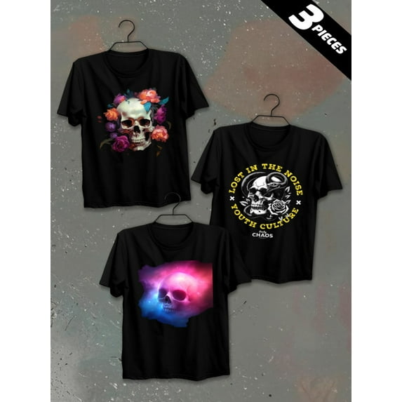 3 pack pc pieces set piece halloween plaint-shirts for men 180G 100% Cotton black halloween nurse vintage christian black white halloween not so scary nurse cats day of the dead summer selection 3d