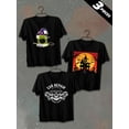 thumbnail image 1 of 3 pack pc pieces set piece halloween t shirtcomfort colors tshirt men's 180G 100% Cotton black halloween summer selection 3d vintage dancing skeleton day of the dead not so scary nurse cats large ch, 1 of 7