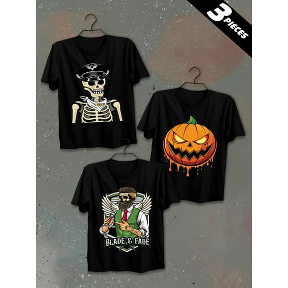 3 pack pc pieces set piece halloween t-shirtplain men 180G 100% Cotton black halloween vintage nurse large not so scary nurse cats summer selection 3d halloween christian black white sport day of th