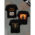 thumbnail image 1 of 3 pack pc pieces set piece halloween t-shirtsfunny t shirts for men 180G 100% Cotton black halloween day of the dead summer selection 3d dancing skeleton halloween vintage nurse christian black whit, 1 of 7