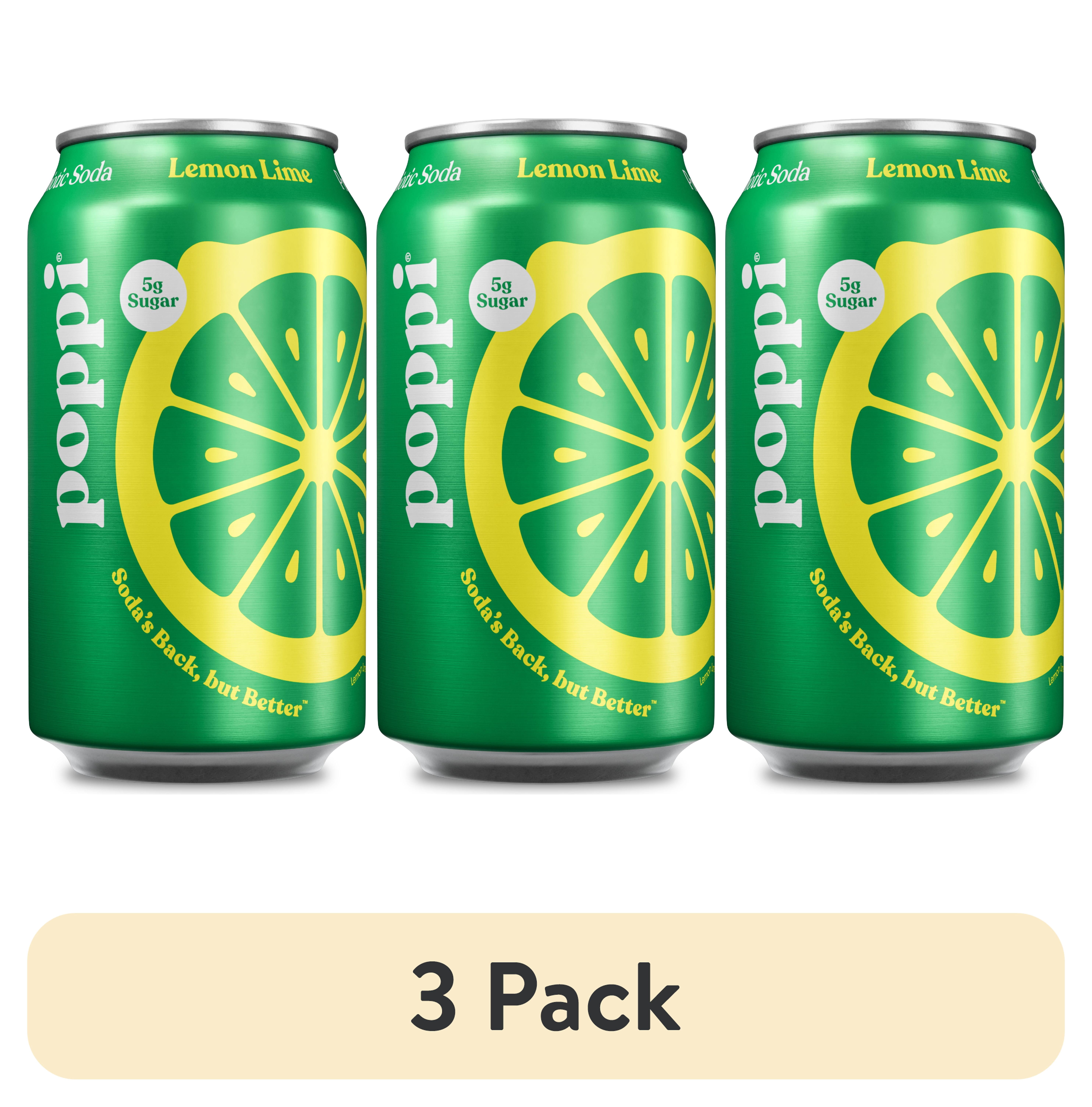 (3 pack) poppi Lemon Lime Prebiotic Soda, 12 fl oz, 1 Pack Can