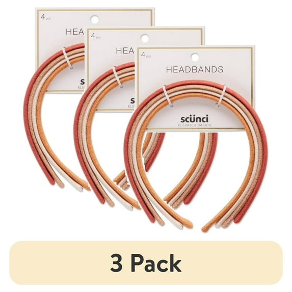 (3 pack) scunci Basics Headband - Suede/Rust/Ivory/Tan - 4pk