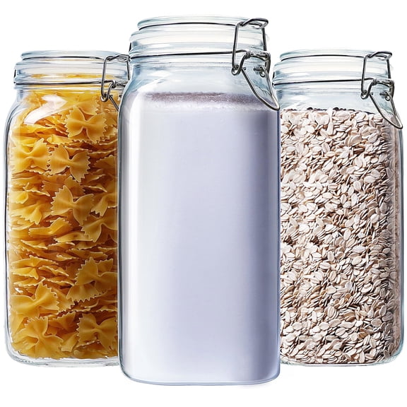 3-pack square glass jars with airtight lids