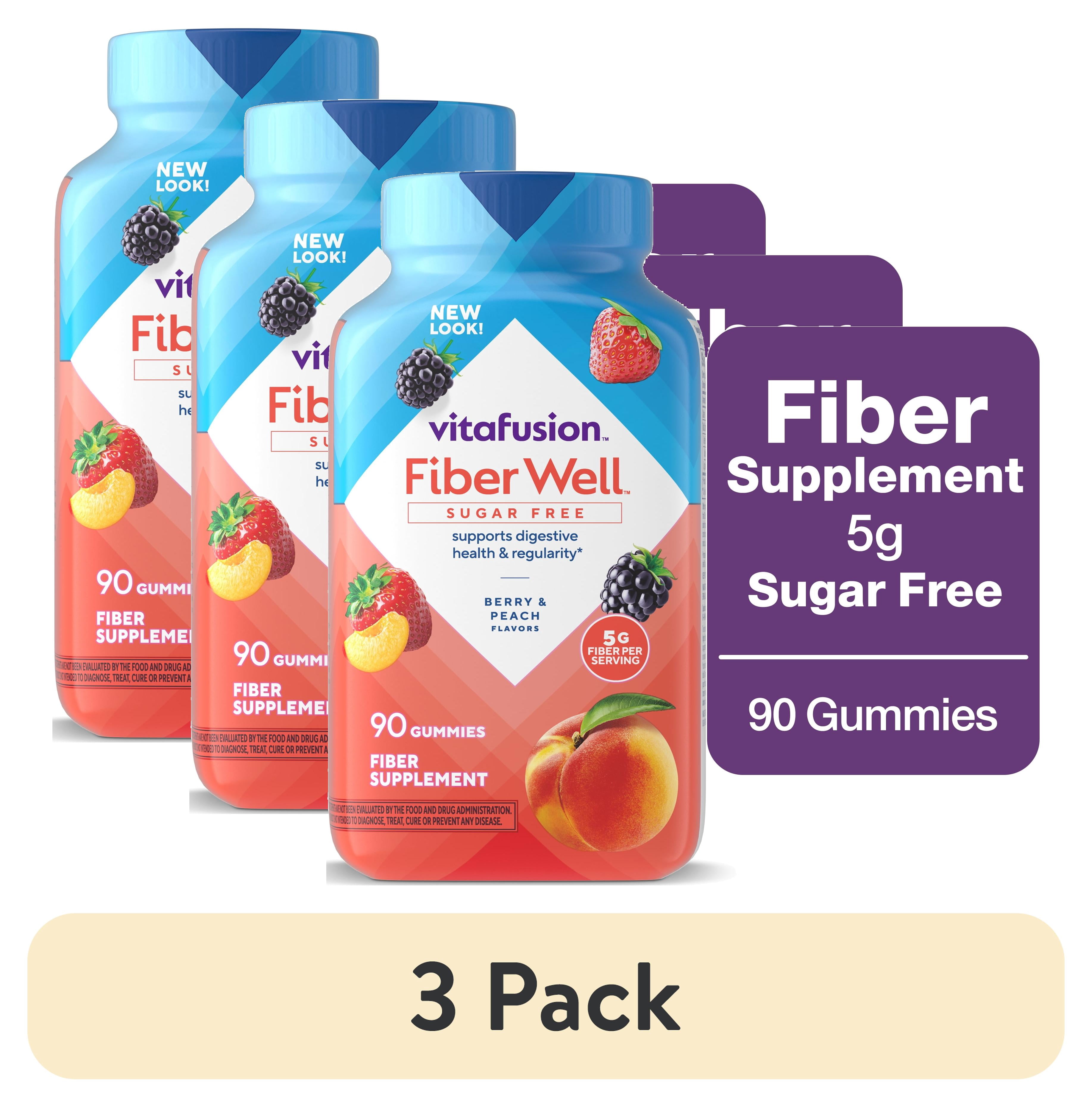 (3 pack) vitafusion Fiber Well Sugar Free Fiber Supplement Gummies, Fruit Flavored, 90 Count