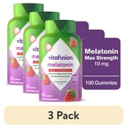 3 pack vitafusion Max Strength Melatonin Sleep Aid Gummy Supplements, Strawberry Flavor, 10 mg, 100 Count