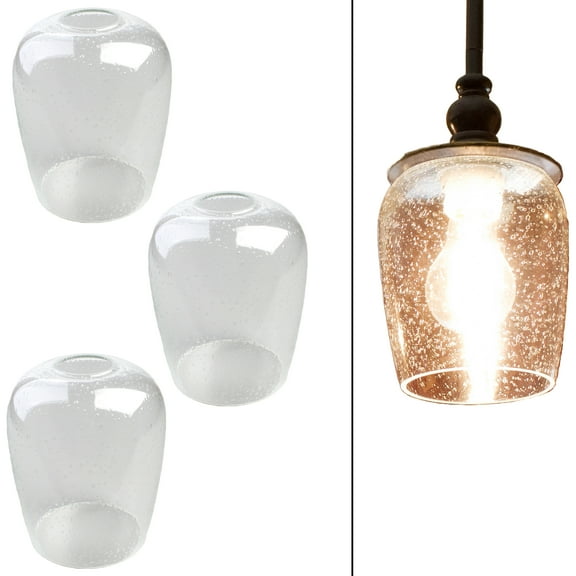 3 packs Bubble seeded glass globe mini 5" size for light fixture upgrade replacement