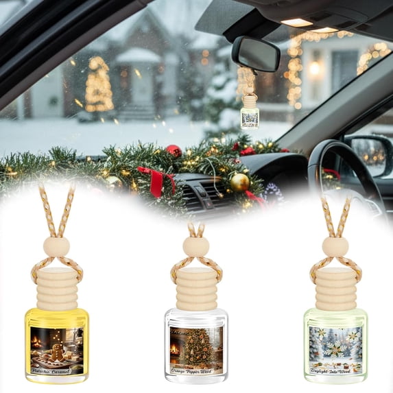 3 packs Christmas Car Air Freshener Hanging Car Air Freshener Diffuser, Gingerbread, Christmas Tree, Snowflake Essential Oil Diffuser, Suitable for Gifts for Female and Male Drivers, Christmas Sock F
