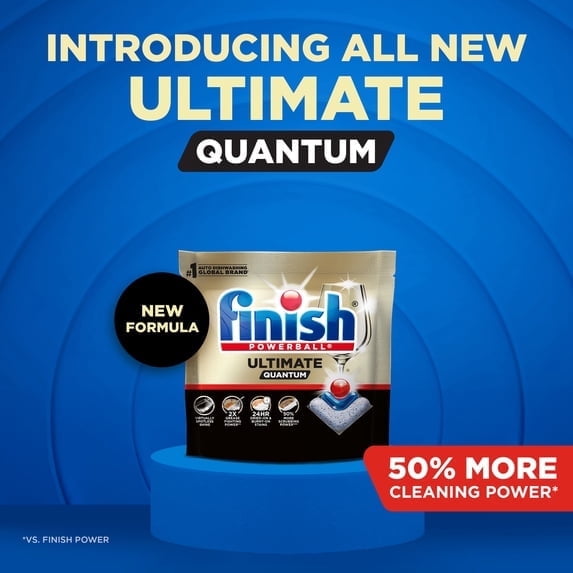 3 packs-Finish Ultimate Quantum Dishwasher Pods, 50% More Cleaning Power, 21 Tabs