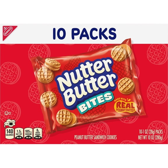 3 packs- Nutter Butter Bites Peanut Butter Sandwich Cookies, 10 Snack Packs