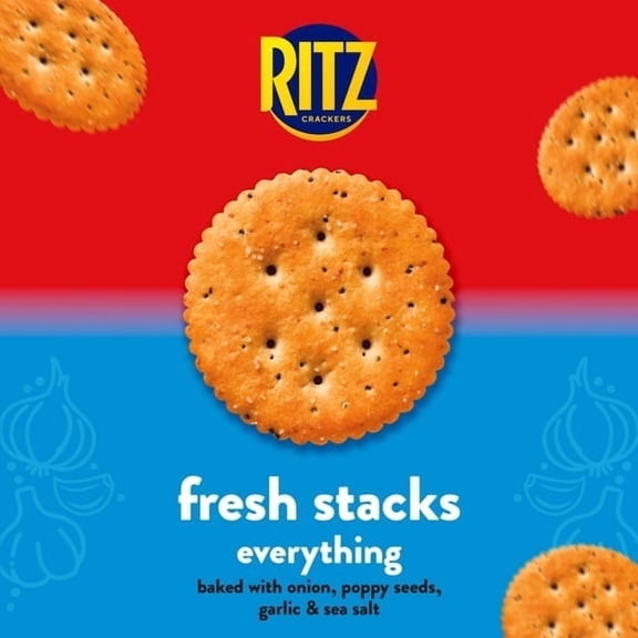 3 packs-RITZ Fresh Stacks Everything Crackers, Travel Snacks, 11.8 oz (8 Multi Snack Packs)