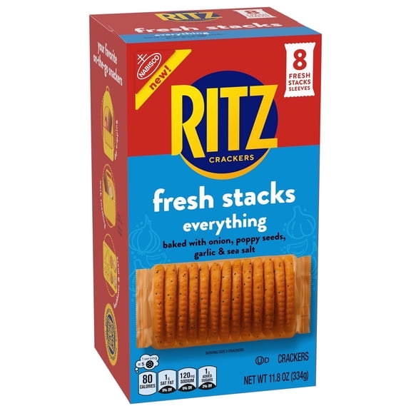 3 packs-RITZ Fresh Stacks Everything Crackers, Travel Snacks, 11.8 oz (8 Multi Snack Packs)