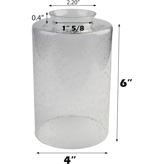 3 packs Screw fixed Glass Shade replacement, Bubble Glass shade covers with lip clear cylinder Seeded for Ceiling Fan light lamp pendant bathroom fixture 1" 5/8 fitter. not for ring socket fixture