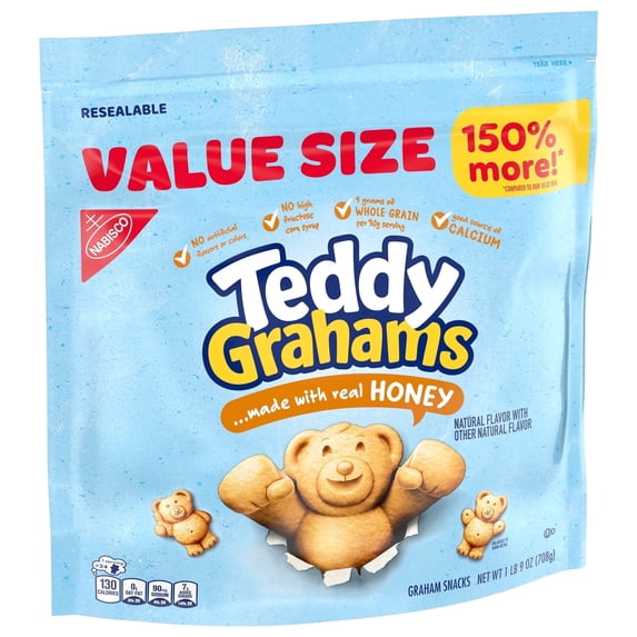 3 packs-TEDDY GRAHAMS Honey Graham Snacks, Value Size, Kids Snacks, 25 oz