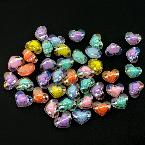 3 packs of acrylic loose Beads, Love Heart, magic color, frosted DIY loose beadsstyle1:style2;