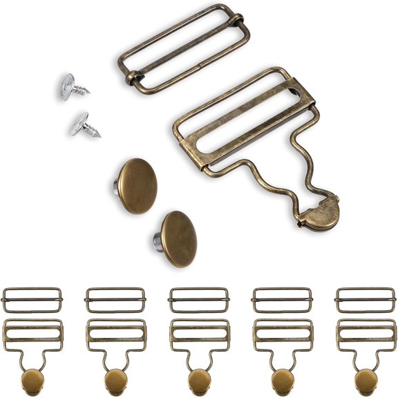 3 pair Metal Overalls Buckles Metal Suspender Buckles Overall Clip Replacement with Buckle Slider and Buttons for Jeans Suspender, Bib Pants DIY Sewing Accessories