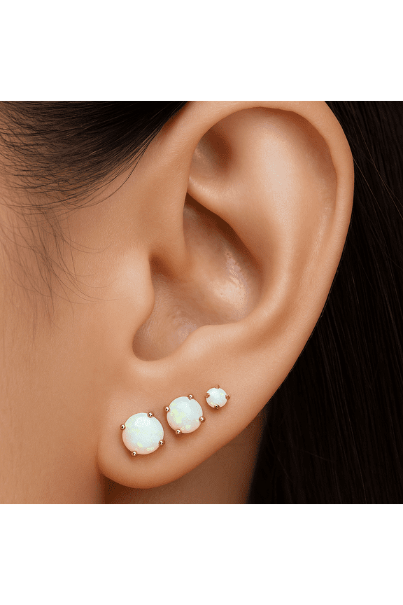 3 Pairs Surgical Steel Tiny Opal Flat Back Labret Stud Earrings Set, Tragus, Helix, cartilage, helix, medusa, Ashley, Nose piercing 2-6mm