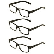 3 pairs of men women rectangular modern reading glasses - comfortable readers with spring hinges +2.75