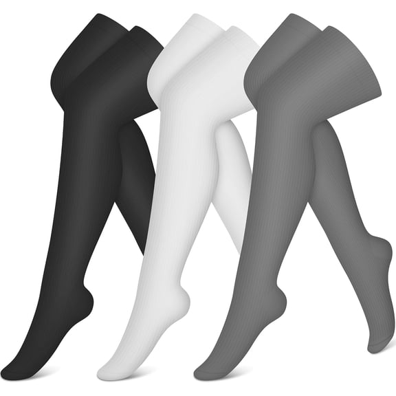 3 pairs thigh high sports compression socks, suitable for female pregnancy and male circulation, most suitable for sports such as running, hiking, and cycling