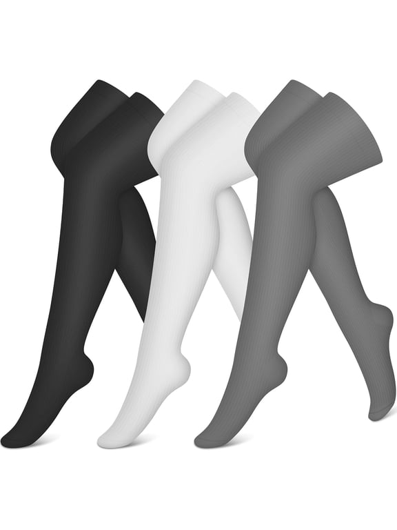3 pairs thigh high sports compression socks, suitable for female pregnancy and male circulation, most suitable for sports such as running, hiking, and cycling