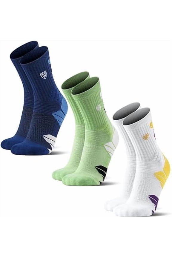 Men's Compression Athletic Crew Socks,Sizes 9-14,Moisture Wicking,Targeted Cushioning(3-Pack)