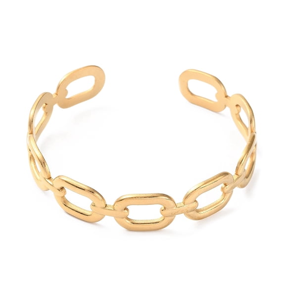 3 pc 304 Stainless Steel Hollow Oval Cuff Bangles Golden Inner Diameter: 2-1/8 inch(5.5cm)